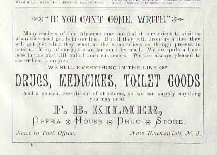 Ad for the Opera House Pharmacy, 1888