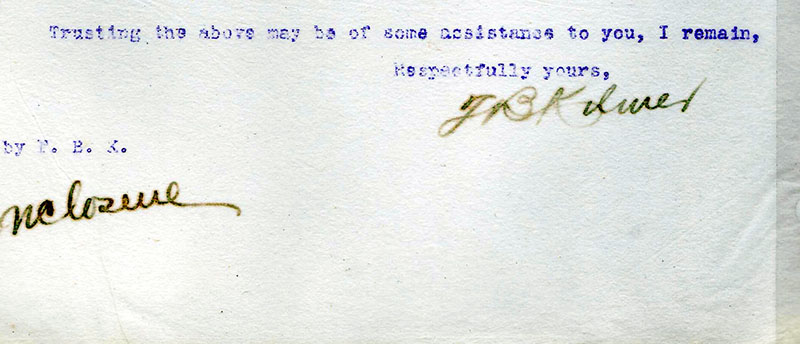 Fred Kilmer's Signature on a Letter