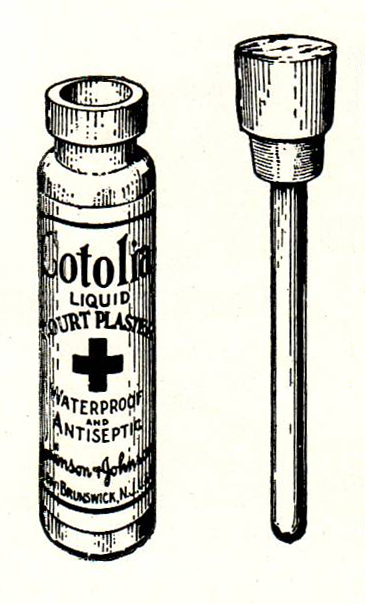 Cotolia Liquid Court Plaster showing glass bottle and applicator
