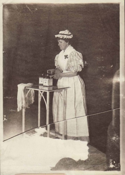 A highly skilled Johnson & Johnson employee in 1892 demontrates the Company's method of packing sterile gauze into hermetically sealable jars.  From our archives.