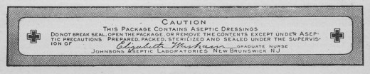 Aseptic seal from a Johnson & Johnson mass produced sterile surgical product, 1899, from our archives.