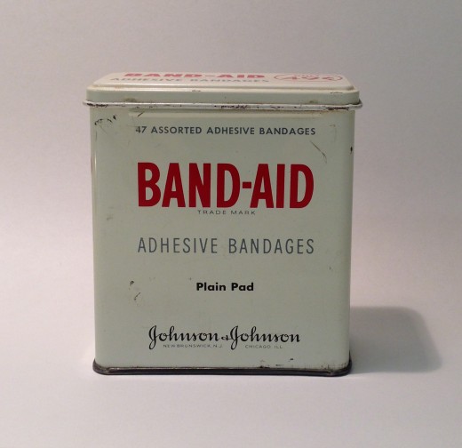 BAND-AID® Brand Adhesive Bandages tin from the 1950s, from our archives.