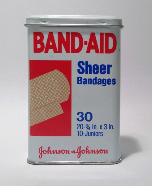 A BAND-AID® Brand Adhesive Bandages tin:  the package with a thousand uses!