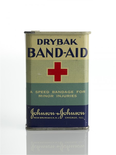 BAND-AID® Brand Adhesive Bandages tin from the 1930s, from our archives.