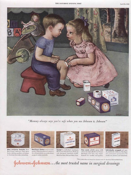Johnson & Johnson ad from 1949 with painting by Gladys Rockmore Davis.