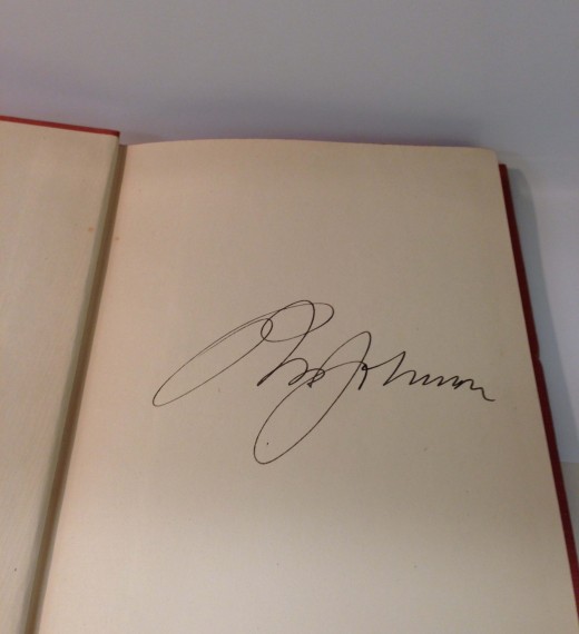 General Robert Wood Johnson's autograph on the book's front flyleaf!