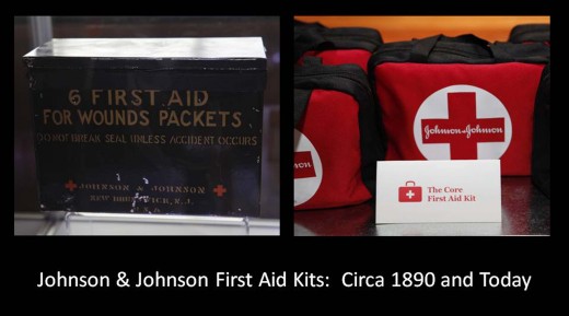 Johnson & Johnson First Aid Kits then and now