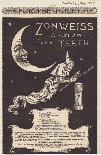 Trick or Treat, brush my teeth...  A very Halloween-appropriate Zonweiss ad from 1887, from our archives.