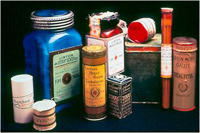 Early Johnson & Johnson sterile surgical products, from our archives.
