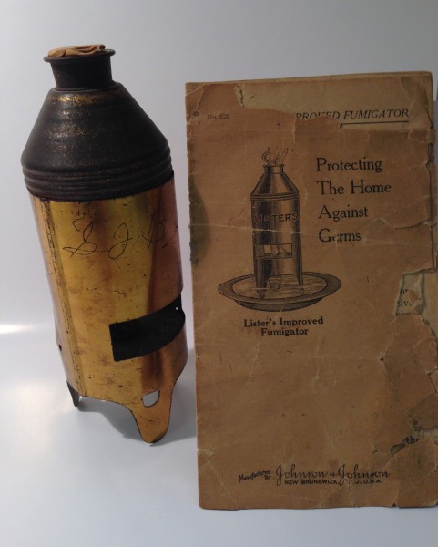 A Lister's Fumigator and its instruction booklet, more than 100 years old.
