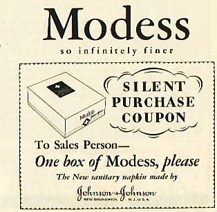 No need to say a word.  A silent purchase coupon from a MODESS® ad.  From our archives.