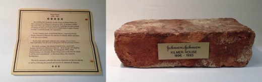 A brick from the early history of Johnson & Johnson, along with its certificate of authenticity!