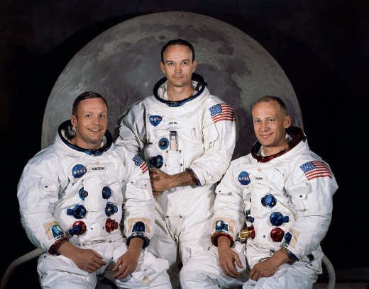 Public domain NASA photo of the Apollo 11 astronauts, whose medical kit contained BAND-AID® Brand Adhesive Bandages!  Pictured from left to right are Neil A. Armstrong, commander; Michael Collins, command module pilot; and Edwin E. Aldrin Jr., lunar module pilot.  Photo courtesy of Wikimedia Commons at this link:  http://commons.wikimedia.org/wiki/Apollo_11#mediaviewer/File:Apollo_11.jpg