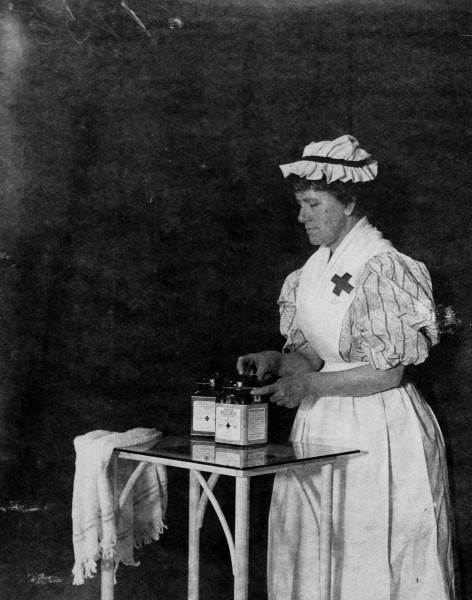Johnson & Johnson employee demonstrating sterile gauze manufacturing, 1897, from our archives.