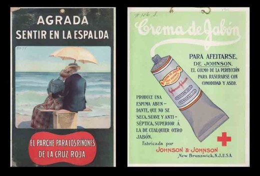 Two Spanish language ads from Johnson & Johnson, 1901 and 1910.  From our archives.
