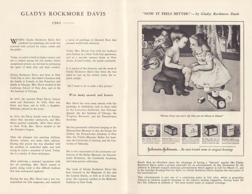 Johnson & Johnson brochure from April, 1949, discussing the Gladys Rockmore Davis ad campaign.  From our archives.
