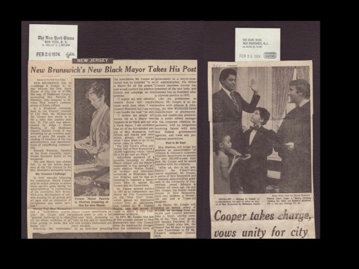 The New York Times and New Brunswick Home News announce Aldrage Cooper’s inauguration as first African American mayor of New Brunswick, 1974, from our archives.