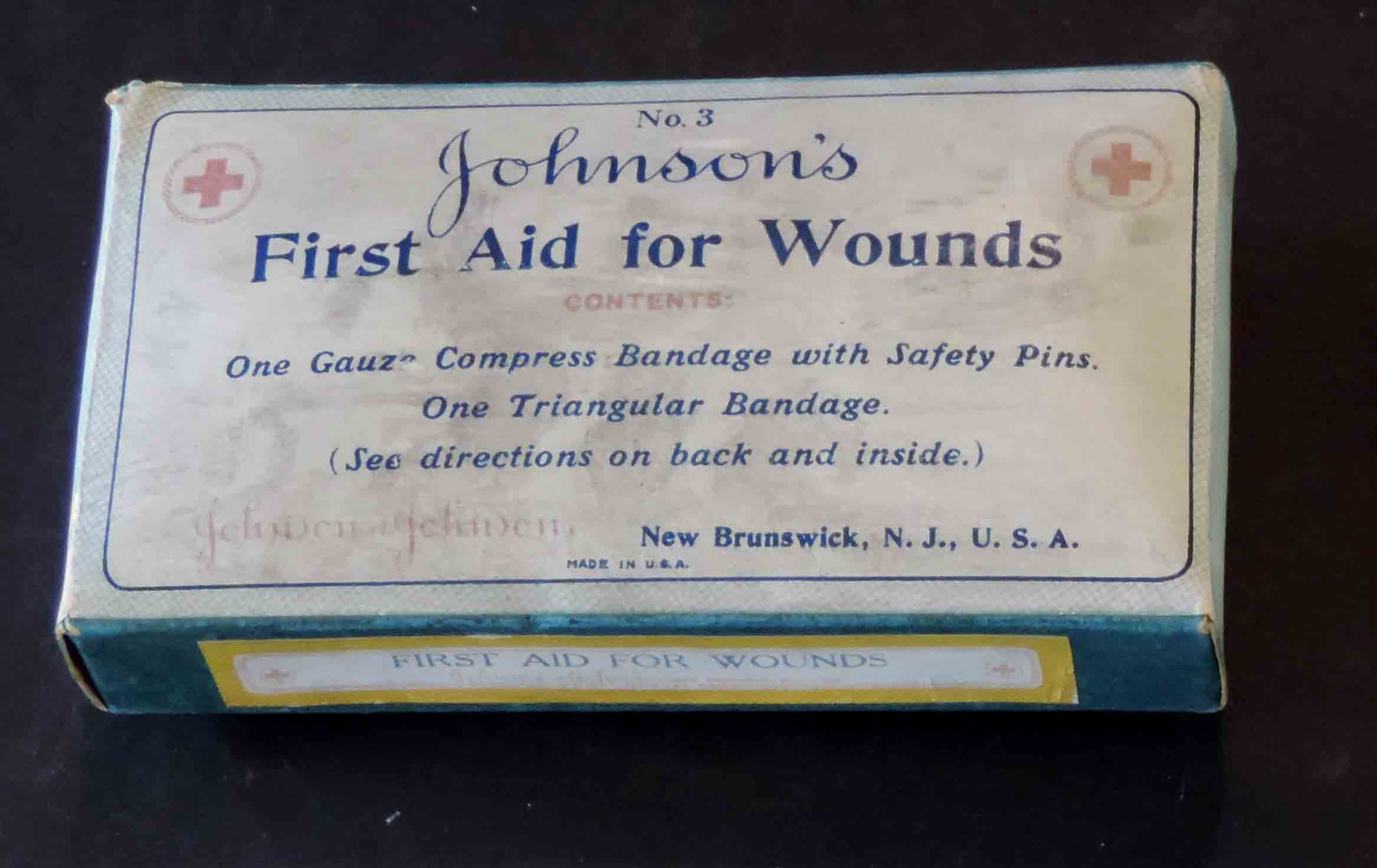 One of the Johnson & Johnson First Aid products that you can find in the National Air and Space Museum. This one’s from our archives, but you can see one at the Smithsonian as well!  Image: Johnson & Johnson Archives.