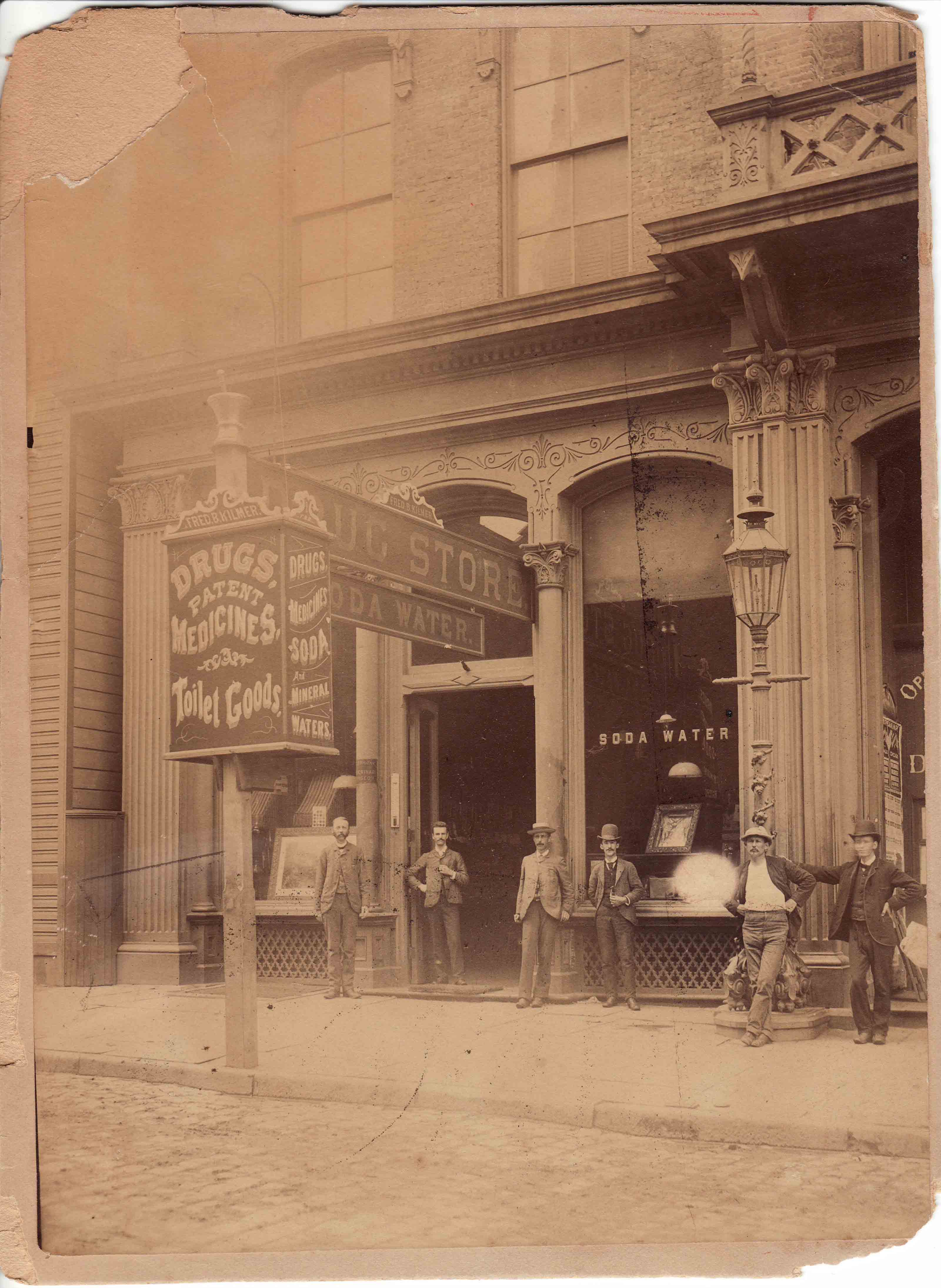 Fred Kilmer’s Opera House Pharmacy, George and Albany Streets, New Brunswick: Thomas Alva Edison was a customer!  Image: Johnson & Johnson Archives.