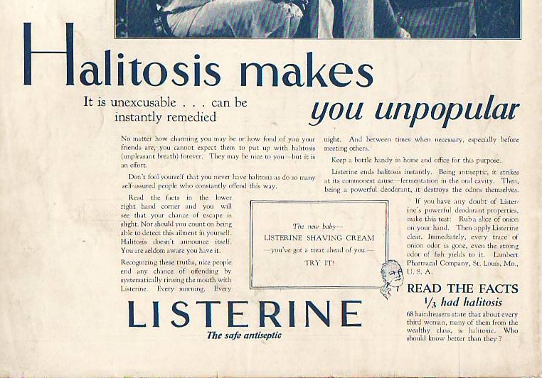 Listerine 1928 Halitosis Ad