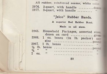 1910 Price List: Jelco Rubber Bands