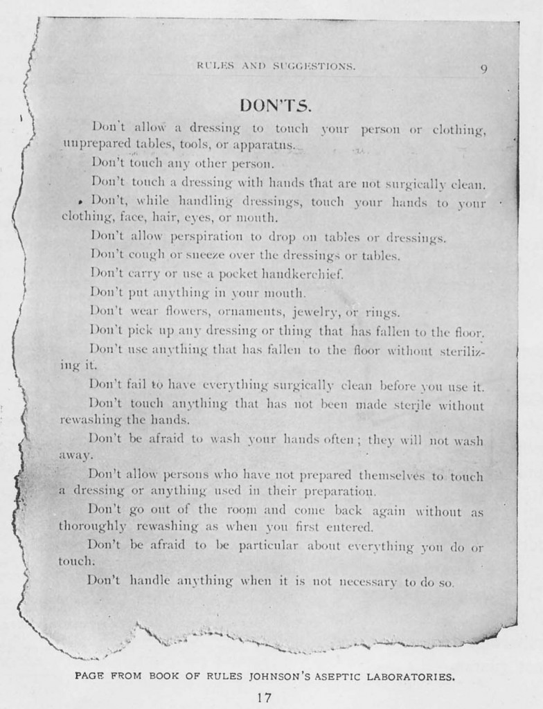 Aseptic Department Rules, 1897