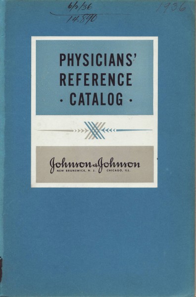Cover of Johnson & Johnson 1936 Physicians' Reference Catalog, from our archives.