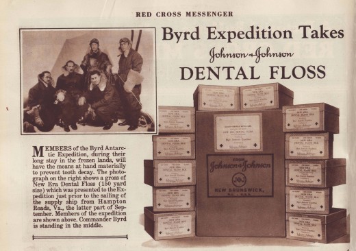 A photo of Admiral Byrd and his 1928 Antarctic Expedition, with the dental floss they took with them.