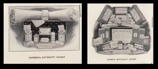 Dr. Simpson's and Dr. Cooke's Maternity Kits from Johnson &amp; Johnson, from our archives. 