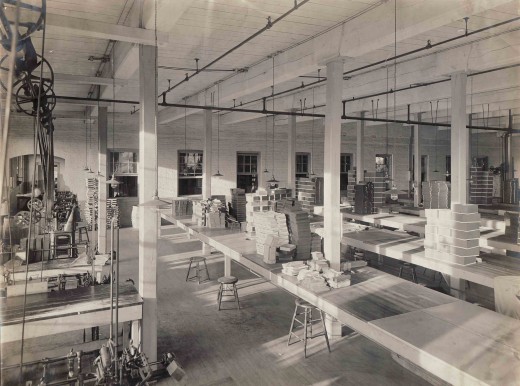 The Johnson & Johnson Box Room in 1910, the year Otto B--- joined the company.  From our archives.
