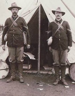 Johnson & Johnson employee (left) with fellow soldier during the Spanish American War, 1898.  From our archives.