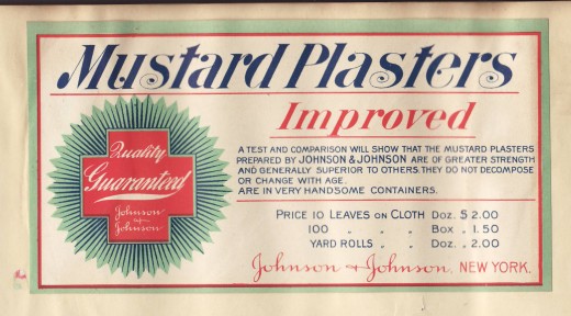 Johnson & Johnson ad for Mustard Plasters, late 1800s.  From our archives.