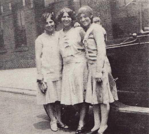 Women employees in front of the Laurel Club building in 1929. From our archives.