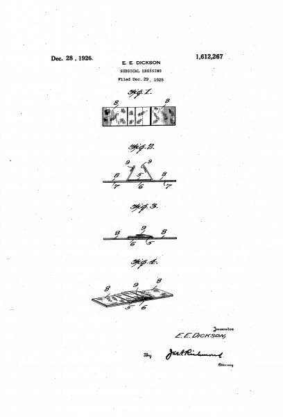 Original patent for BAND-AID® Brand Adhesive Bandages, from our archives -- as featured on CBS Sunday Morning!