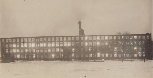 The Johnson & Johnson Cotton Mill at night, from our archives.